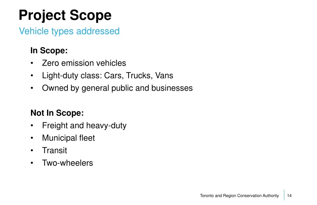 project scope vehicle types addressed