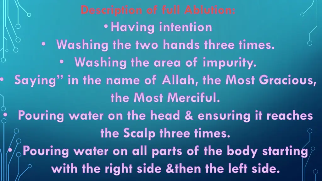 description of full ablution having intention