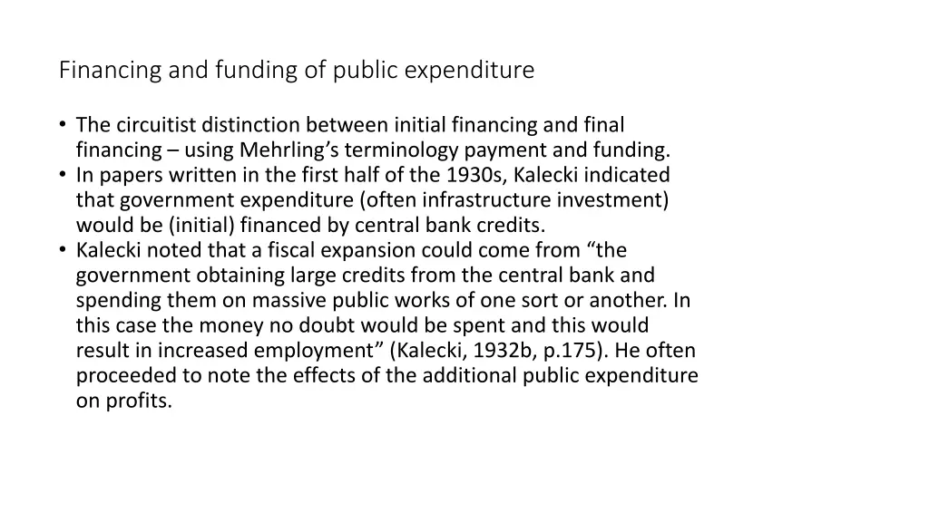 financing and funding of public expenditure