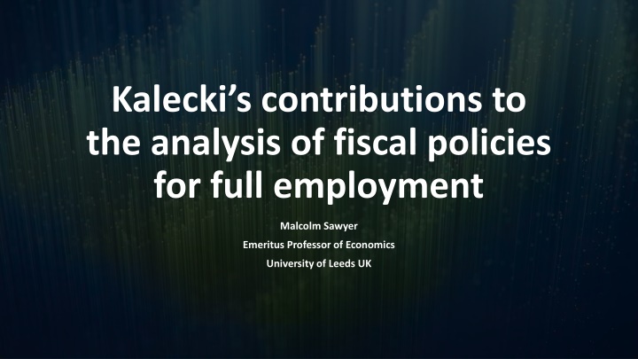 kalecki s contributions to the analysis of fiscal