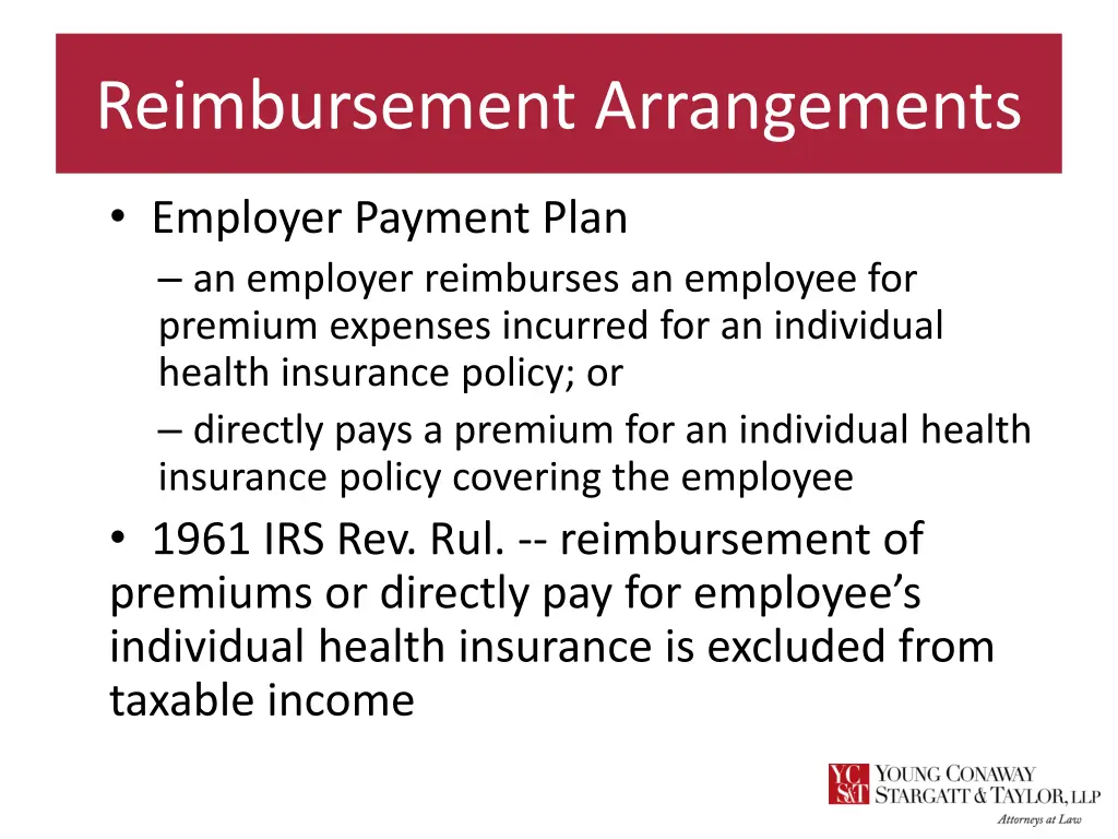 reimbursement arrangements 1