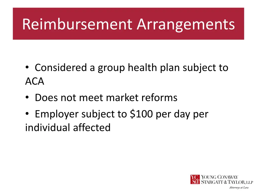 reimbursement arrangements 2