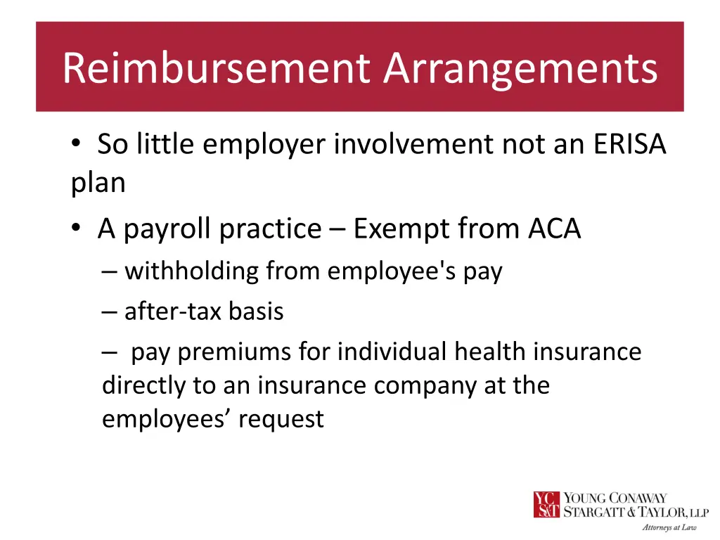 reimbursement arrangements 5