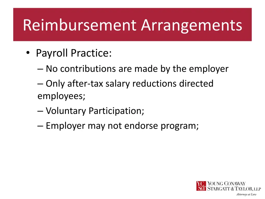 reimbursement arrangements 7