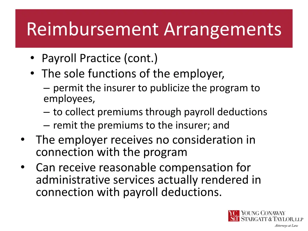 reimbursement arrangements 8