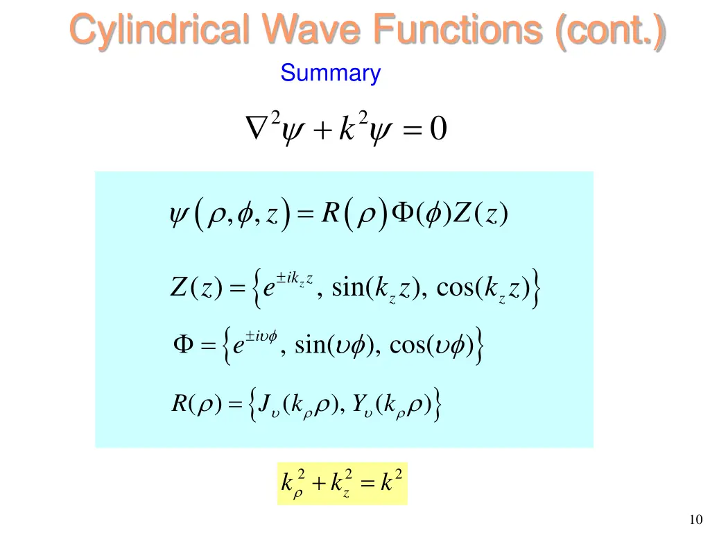 cylindrical wave functions cont 7