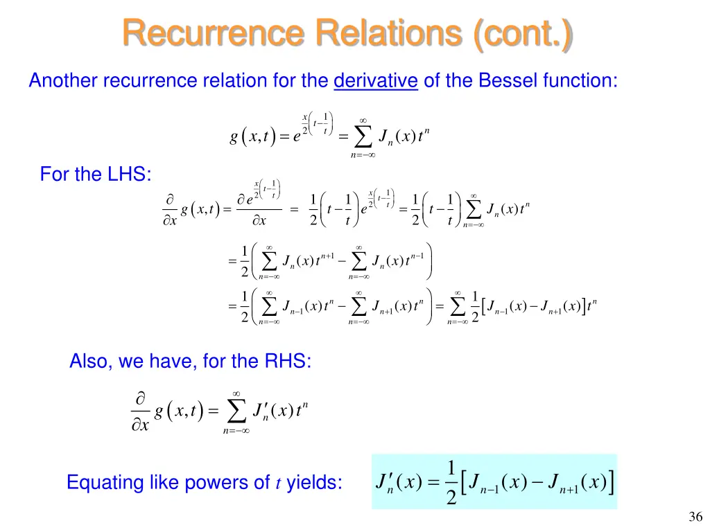 recurrence relations cont 2