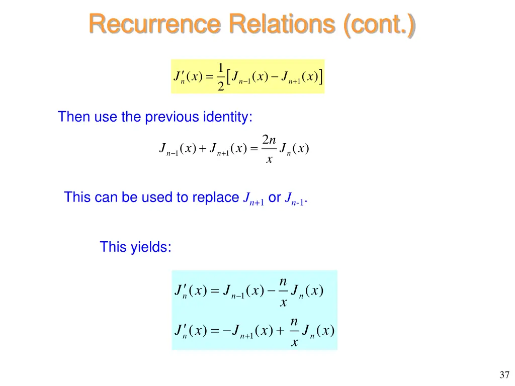 recurrence relations cont 3