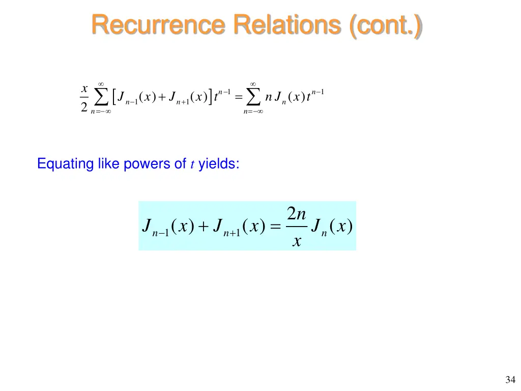 recurrence relations cont
