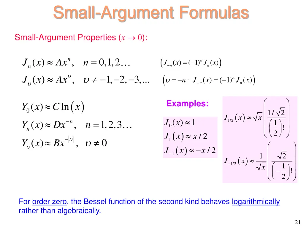small argument formulas