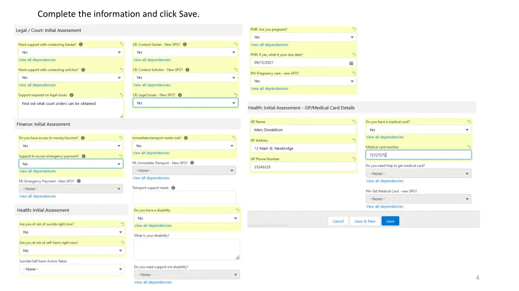 complete the information and click save