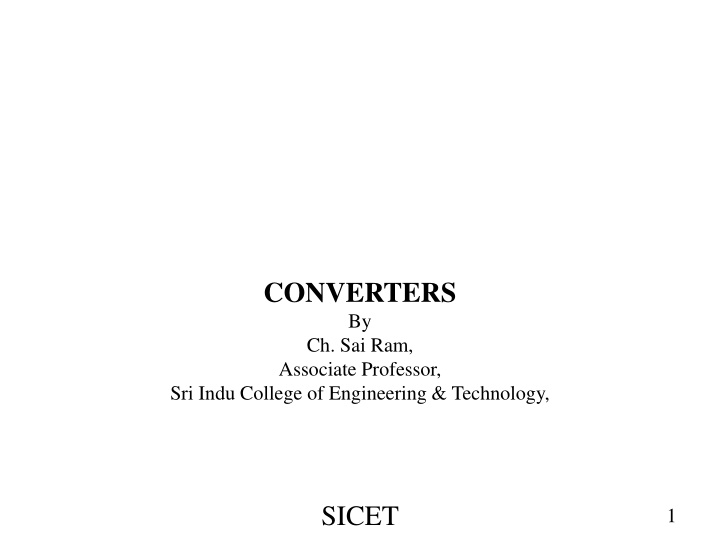 converters by ch sai ram associate professor