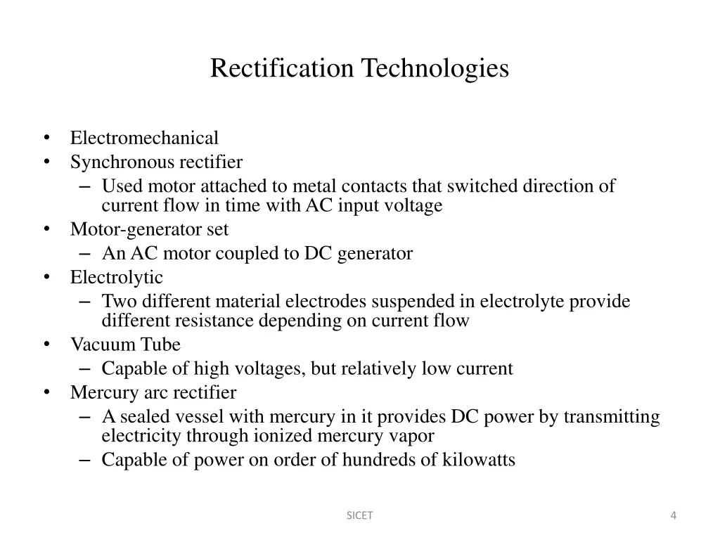 rectification technologies