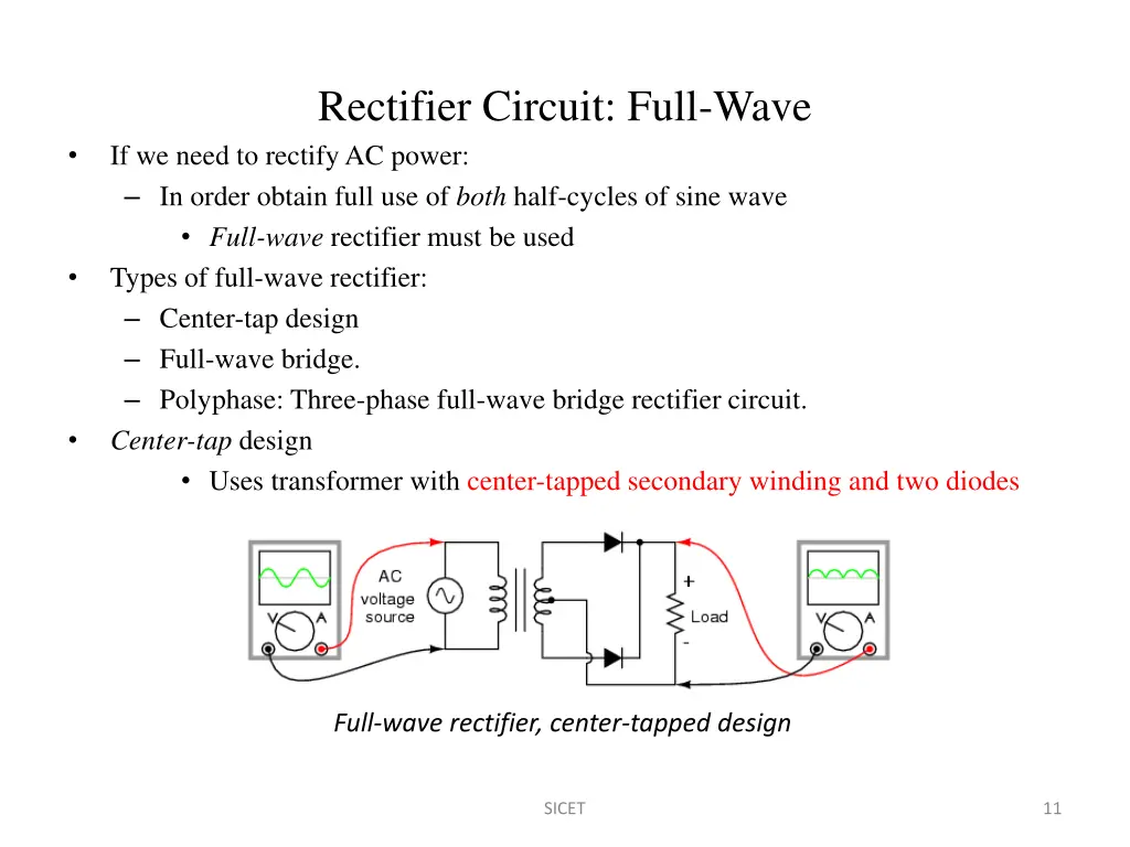 rectifier circuit full wave if we need to rectify