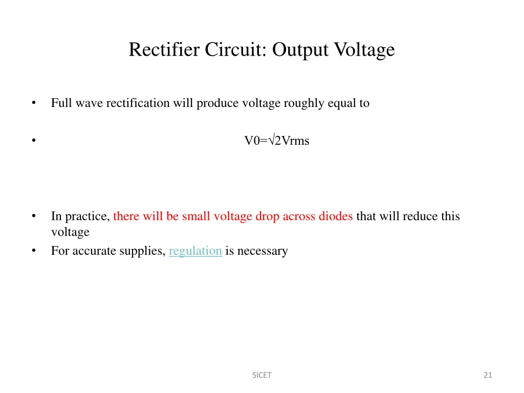 rectifier circuit output voltage