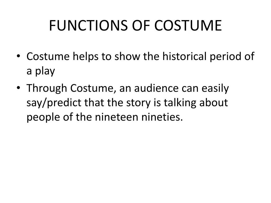 functions of costume