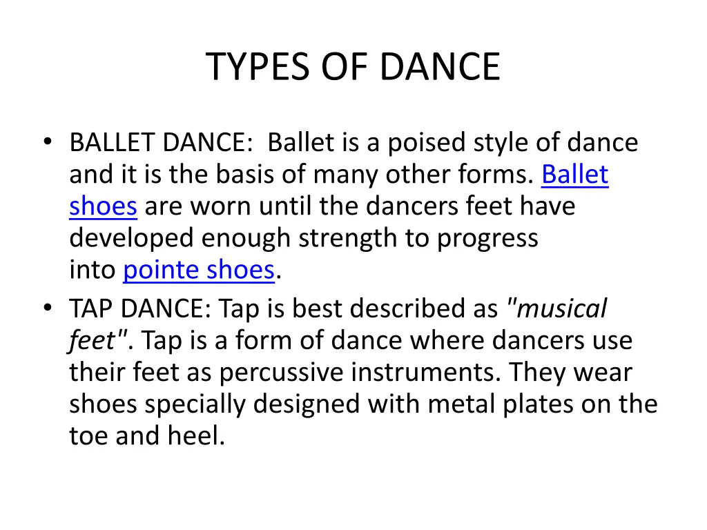 types of dance