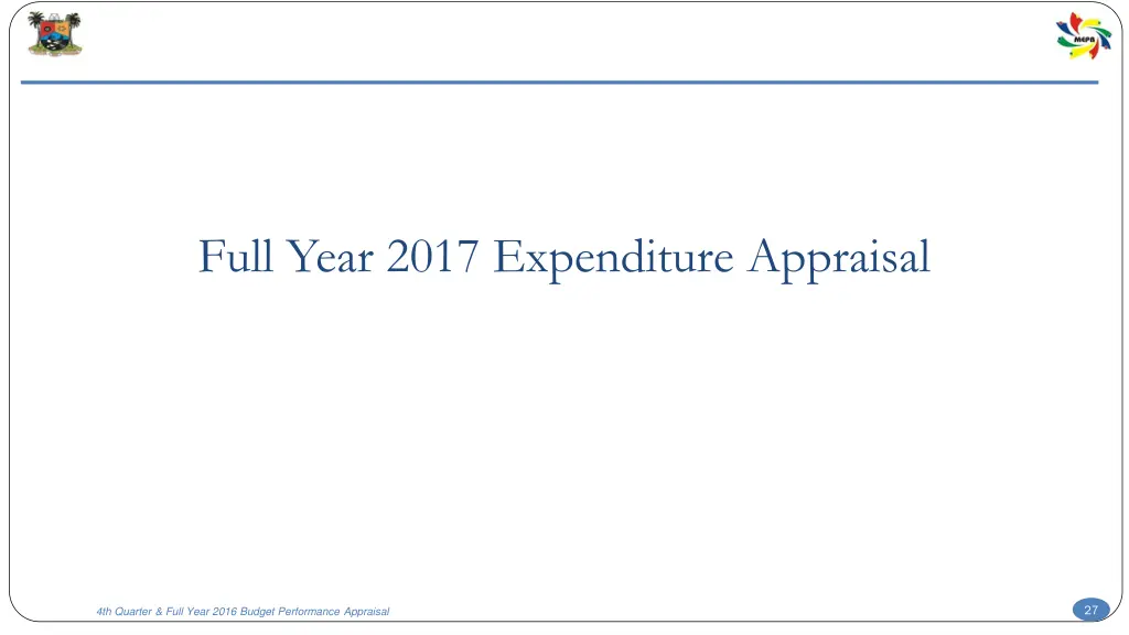 full year 2017 expenditure appraisal