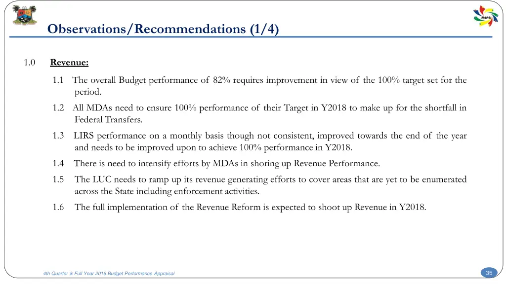 observations recommendations 1 4