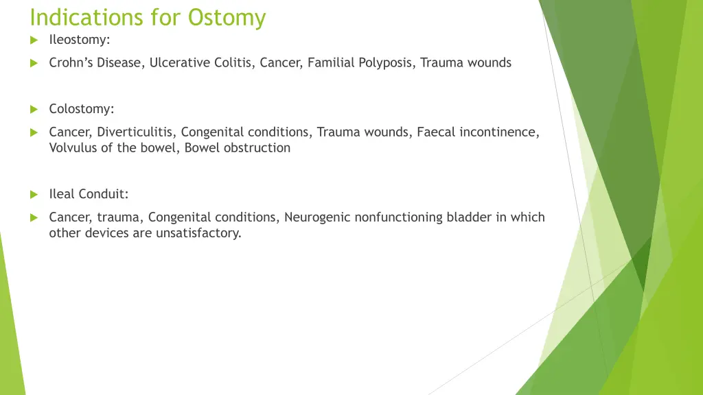 indications for ostomy ileostomy