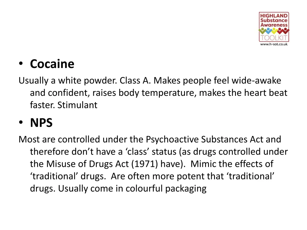 cocaine usually a white powder class a makes