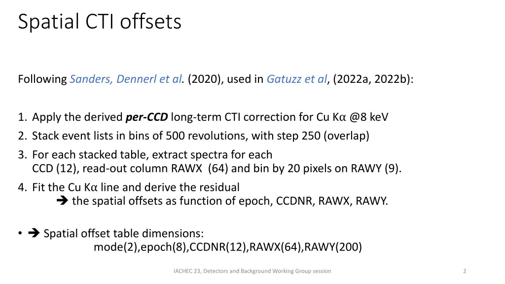 spatial cti offsets