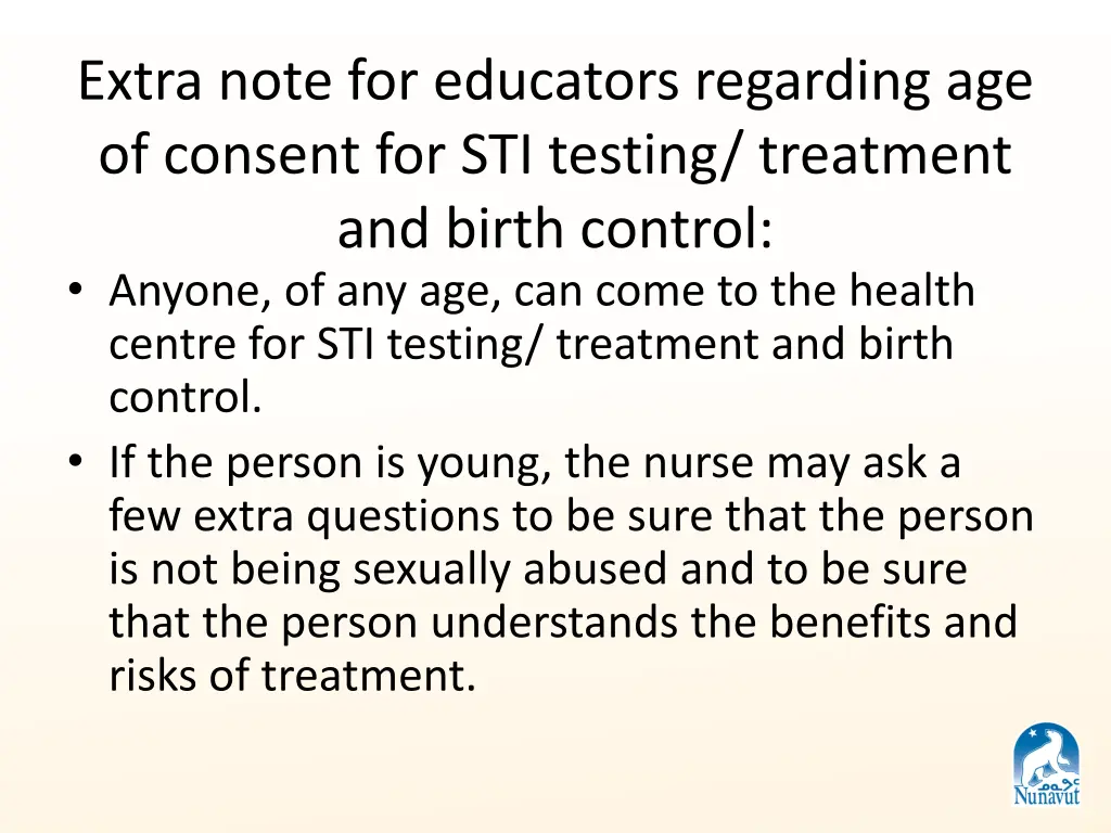 extra note for educators regarding age of consent