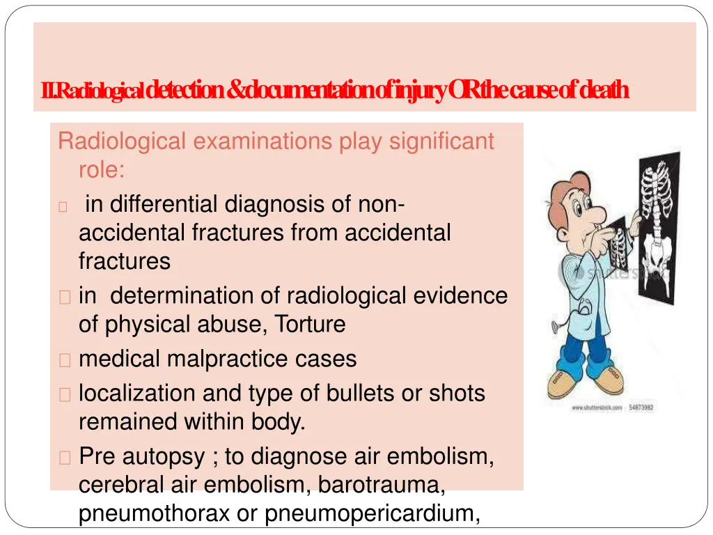 ii radiological detection documentation of injury