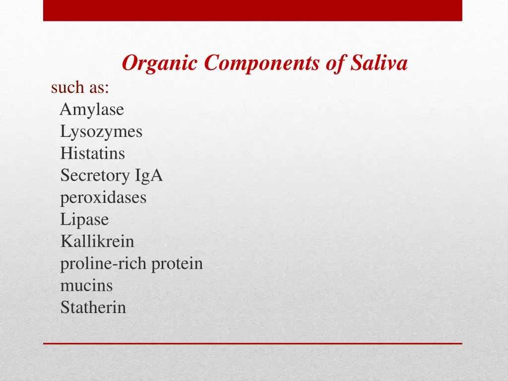 organic components of saliva