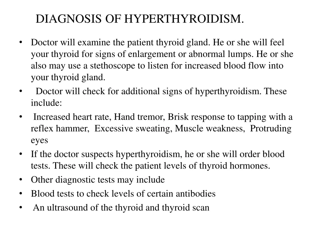 diagnosis of hyperthyroidism