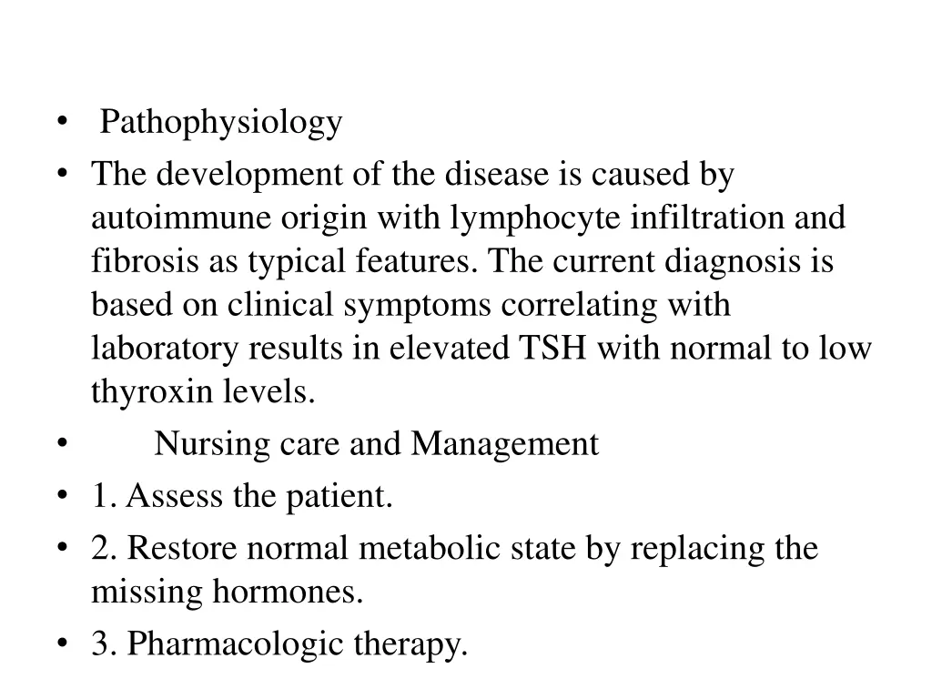 pathophysiology the development of the disease