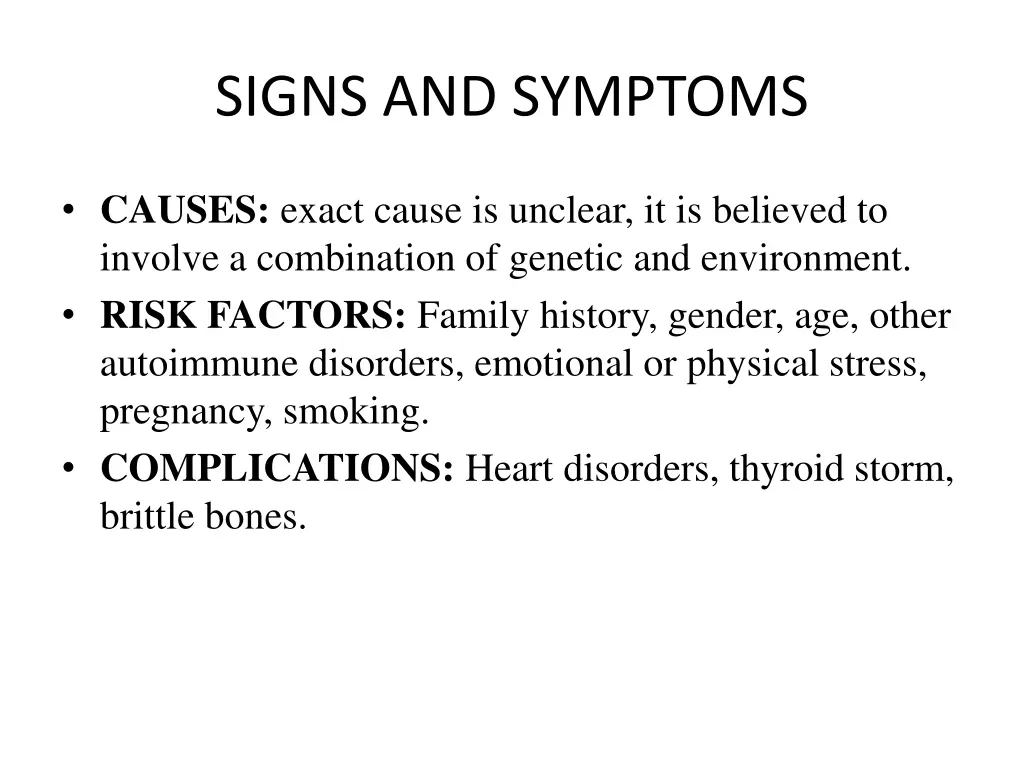 signs and symptoms