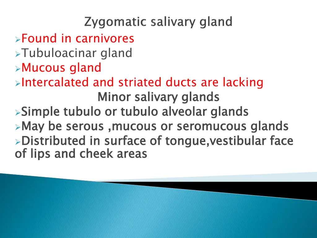 found in carnivores tubuloacinar gland mucous