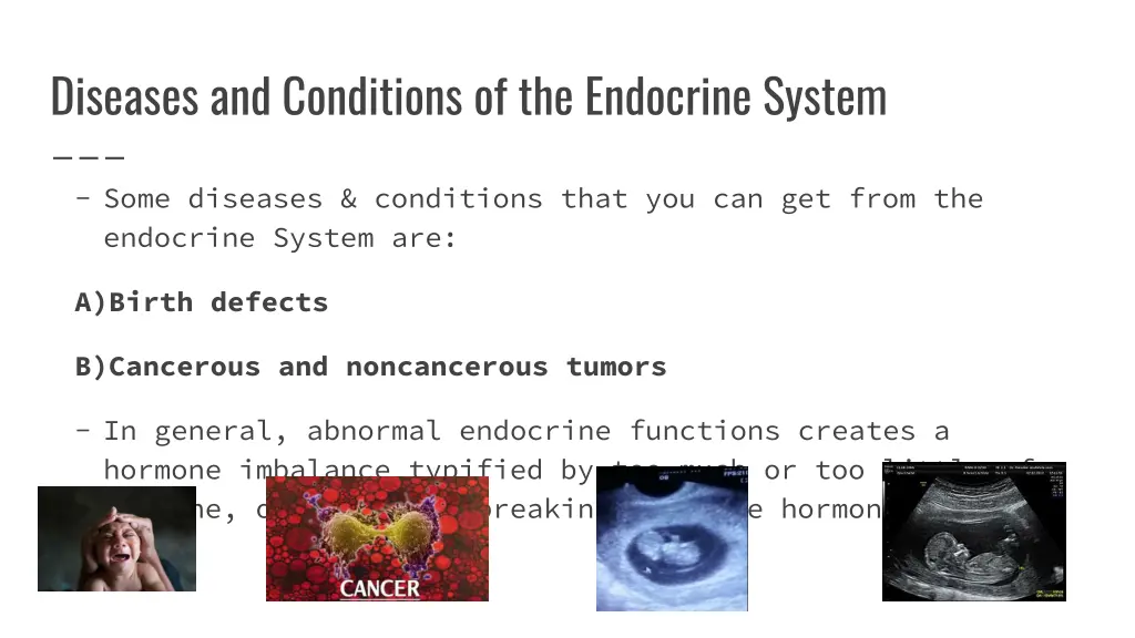 diseases and conditions of the endocrine system