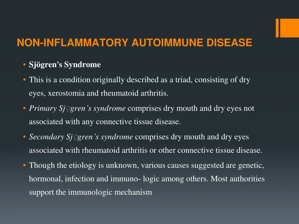 non inflammatory autoimmune disease