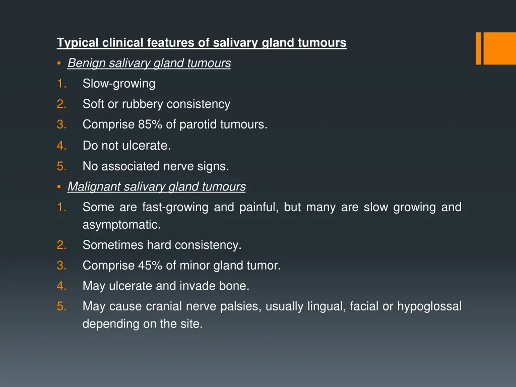 typical clinical features of salivary gland