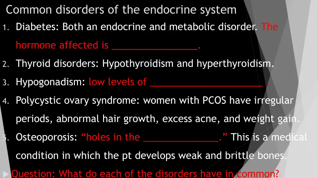 common disorders of the endocrine system