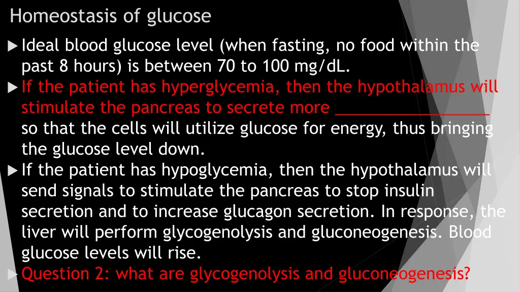 homeostasis of glucose