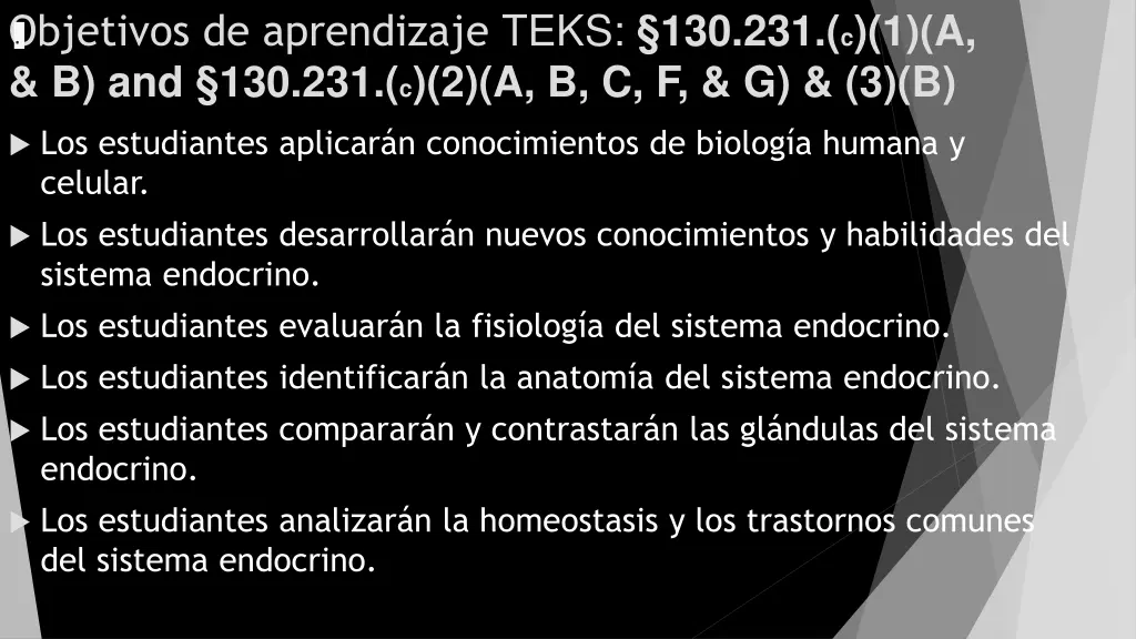 objetivos de aprendizaje teks