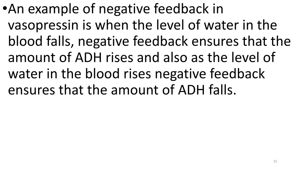 an example of negative feedback in vasopressin