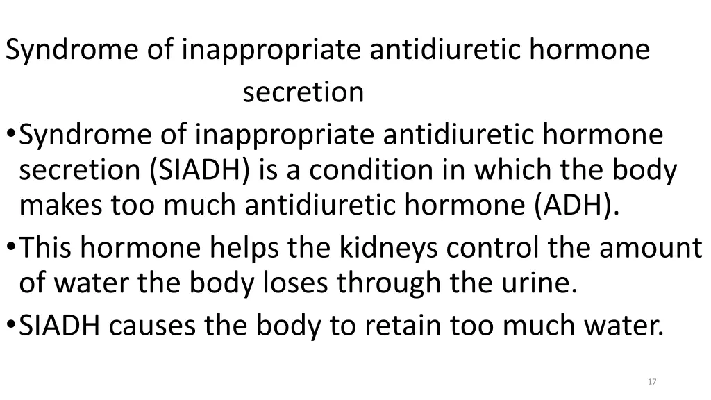 syndrome of inappropriate antidiuretic hormone