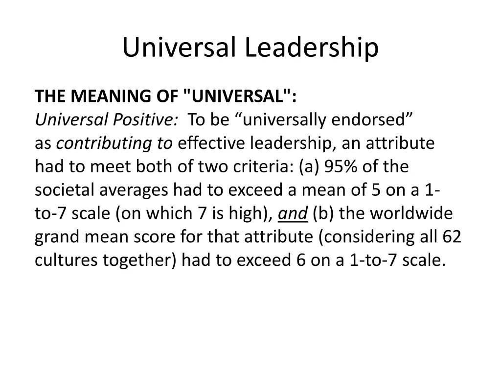 universal leadership