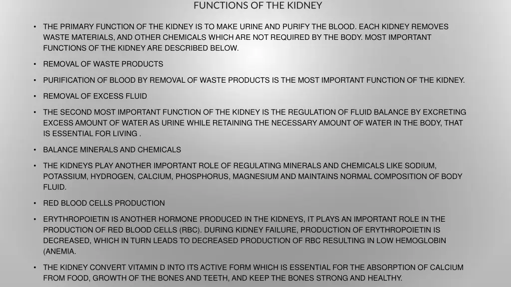 functions of the kidney