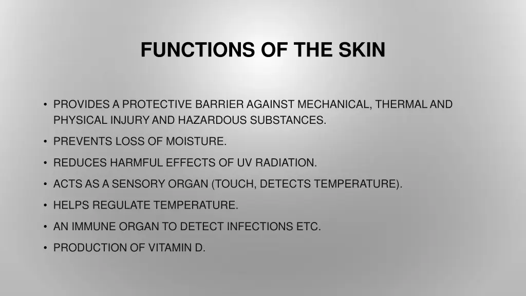 functions of the skin