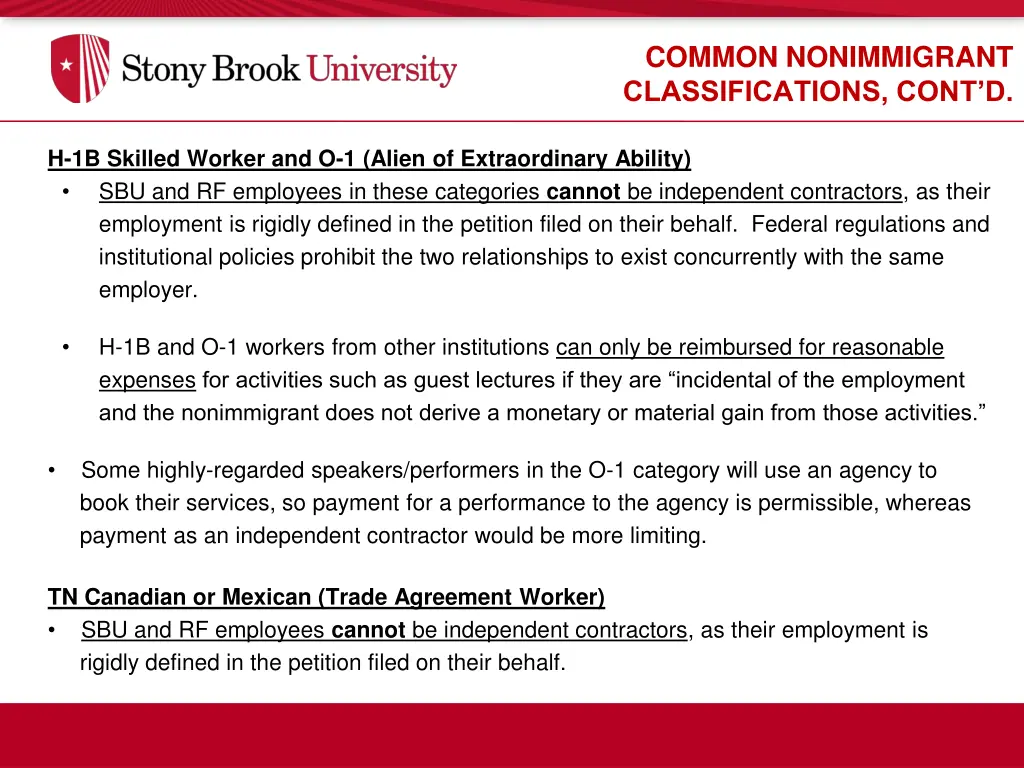 common nonimmigrant classifications cont d 1