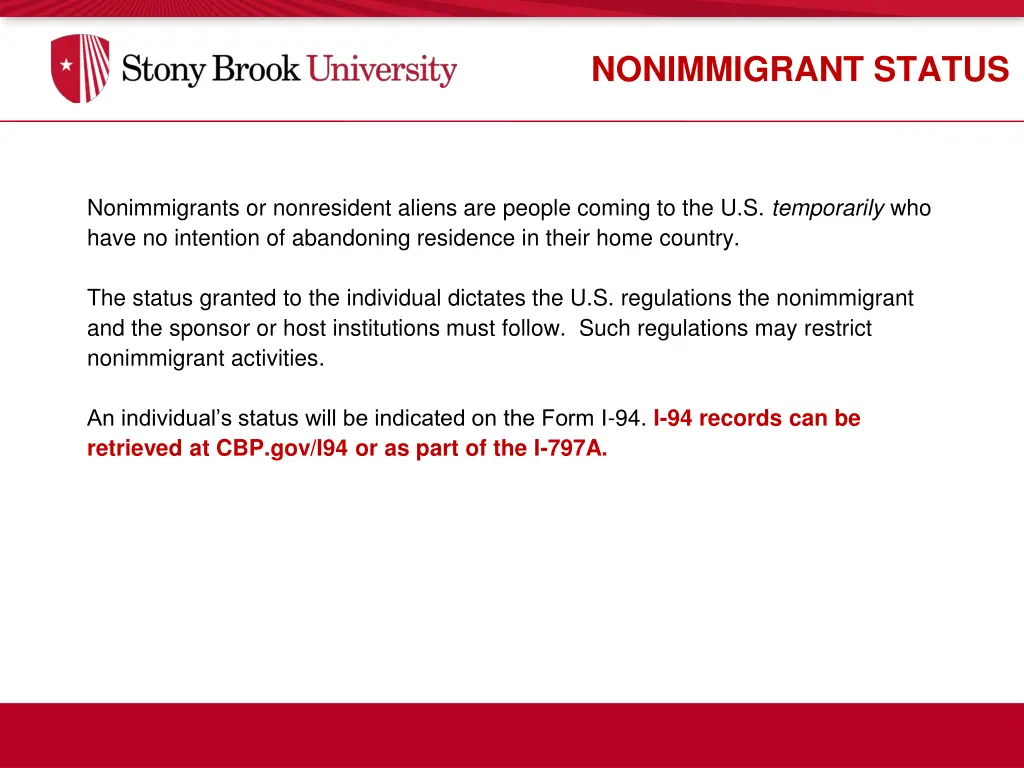 nonimmigrant status