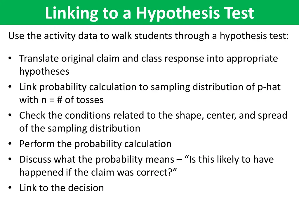 linking to a hypothesis test