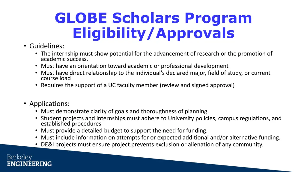 globe scholars program eligibility approvals