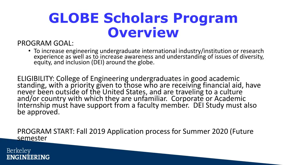 globe scholars program overview program goal