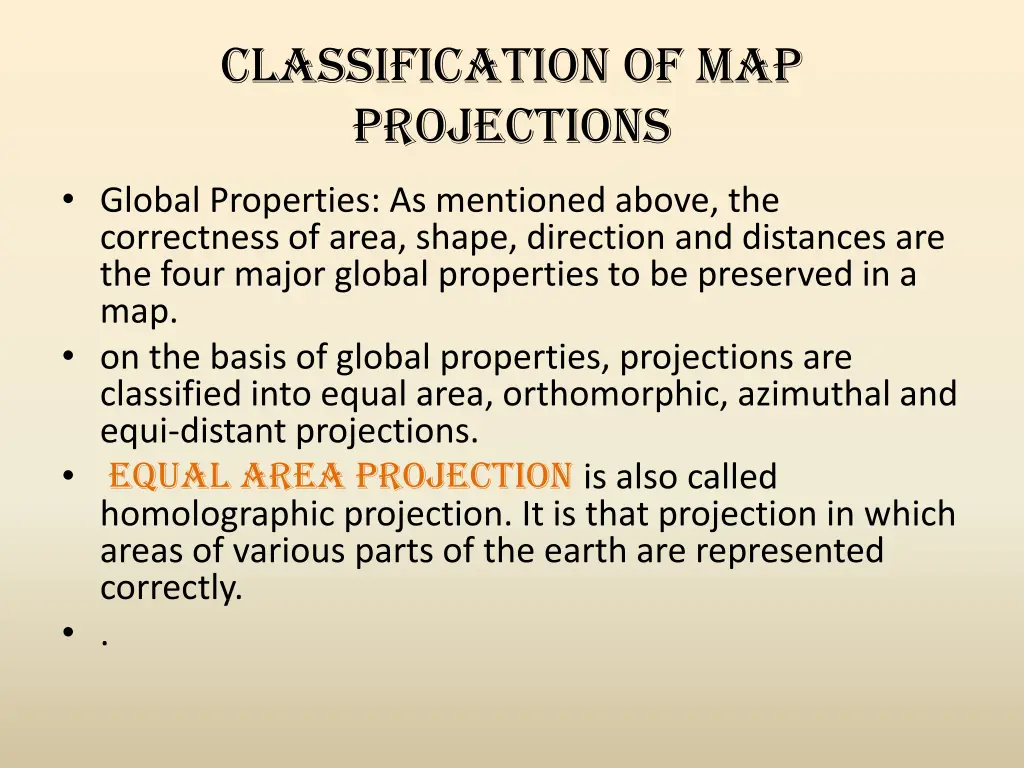 classification of map projections 1